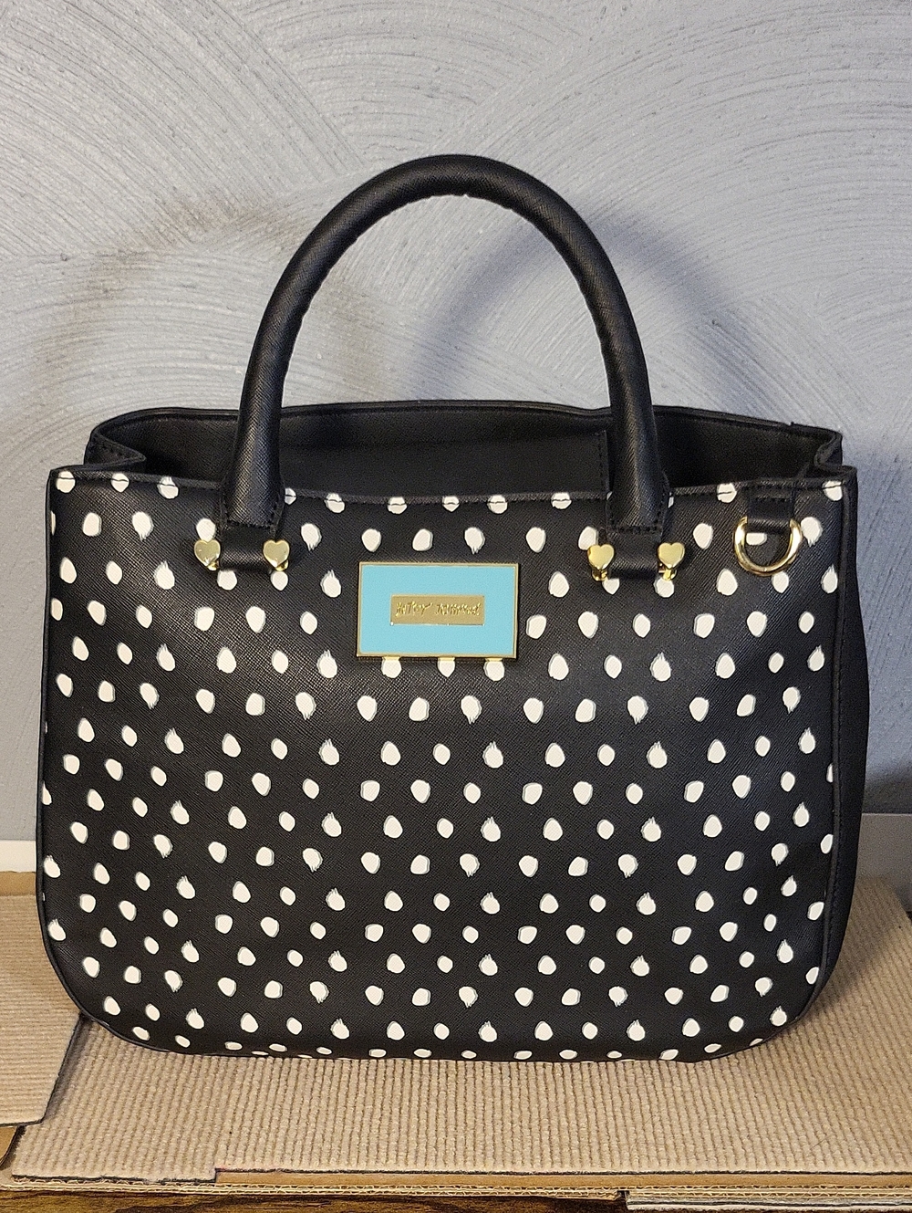 Betsey Johson Black and White Half Moon Bag Missing Strap